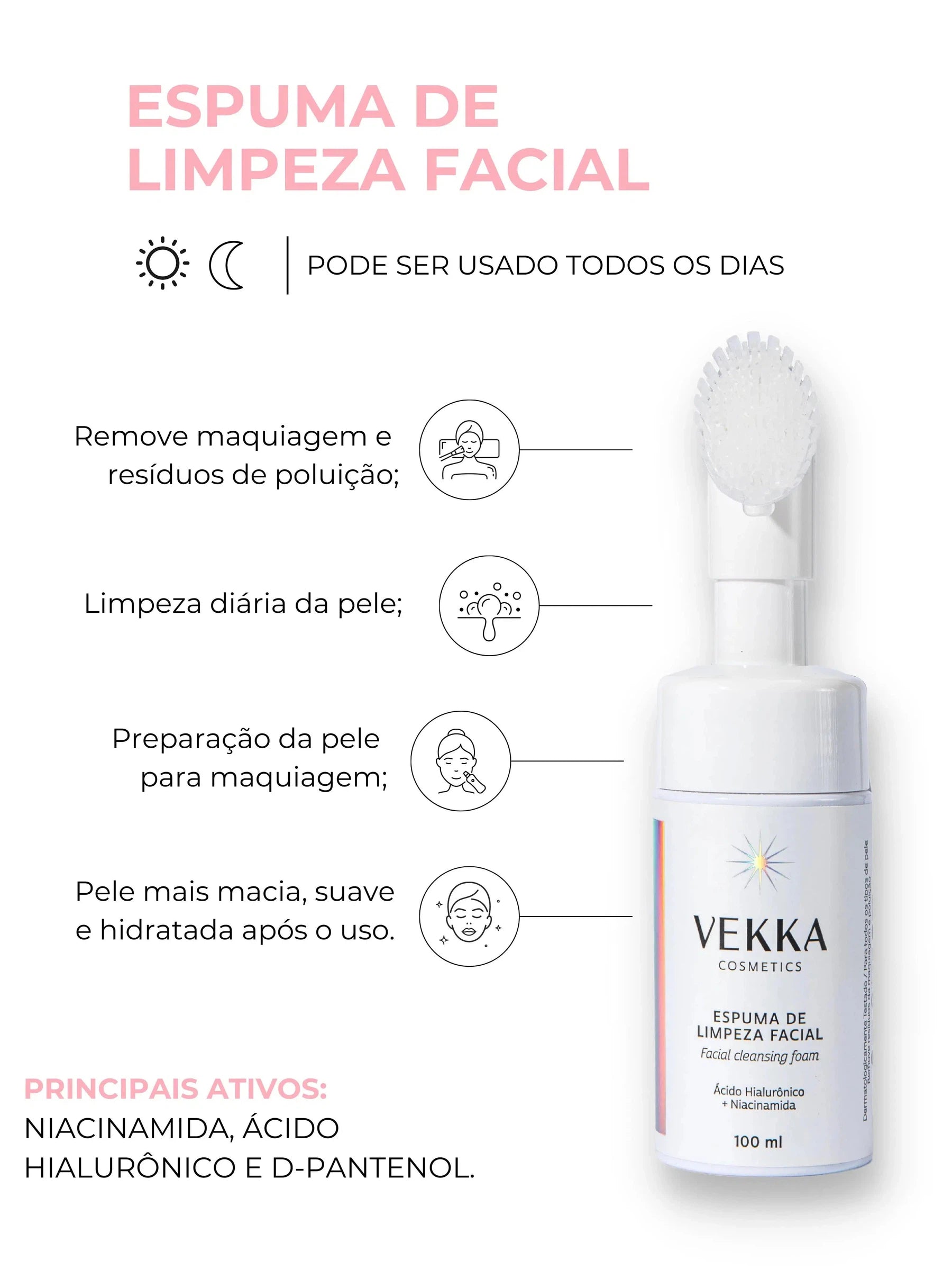 ESPUMA DE LIMPEZA FACIAL VEKKA 100ML