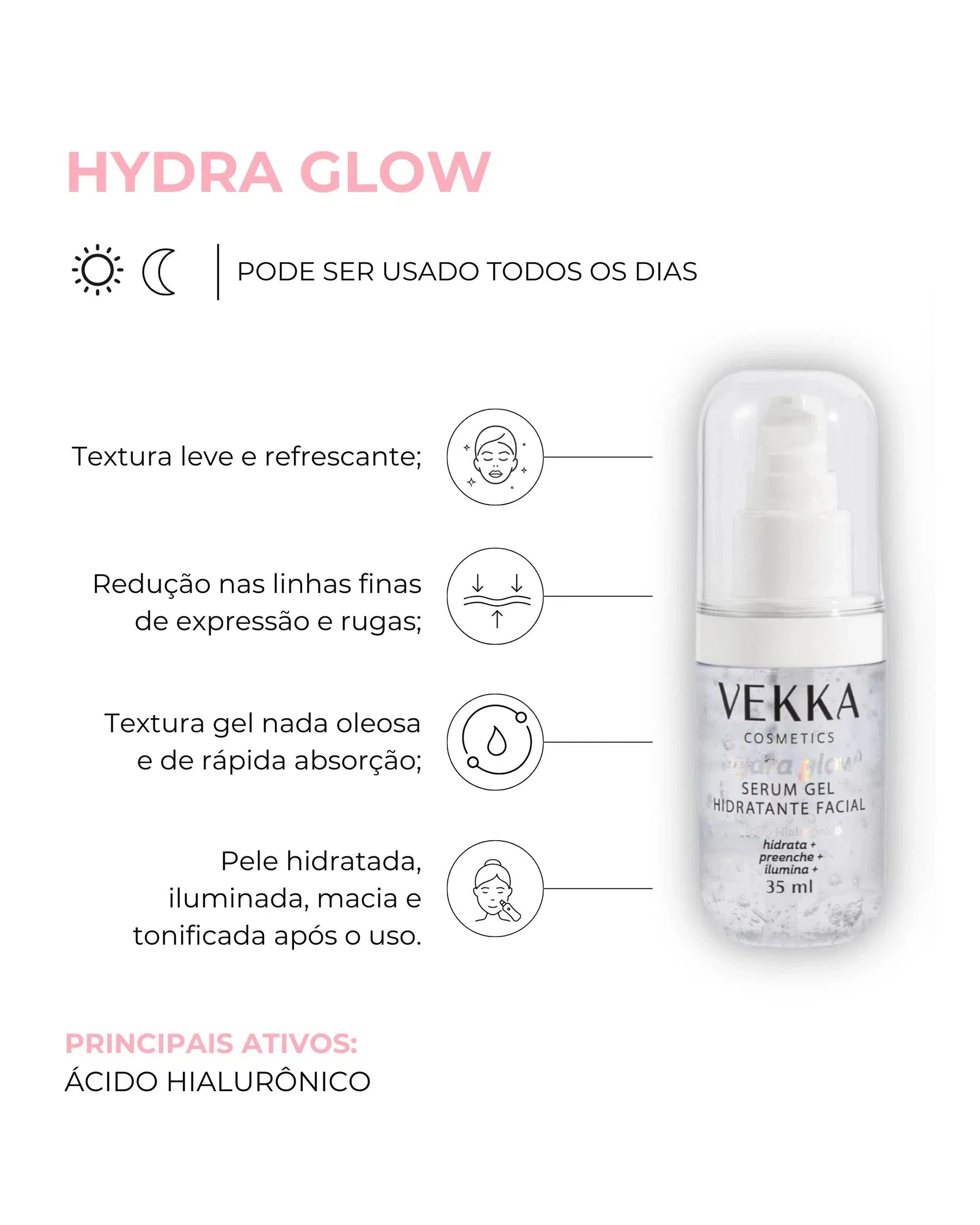 SERUM GEL HIDRATANTE FACIAL HYDRA GLOW - ÁCIDO HIALURÔNICO